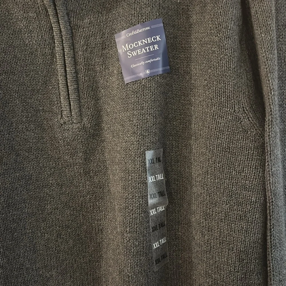 Croft & Barrow Men’s Mockneck Zip Sweater New Gray Size XXL Tall Long